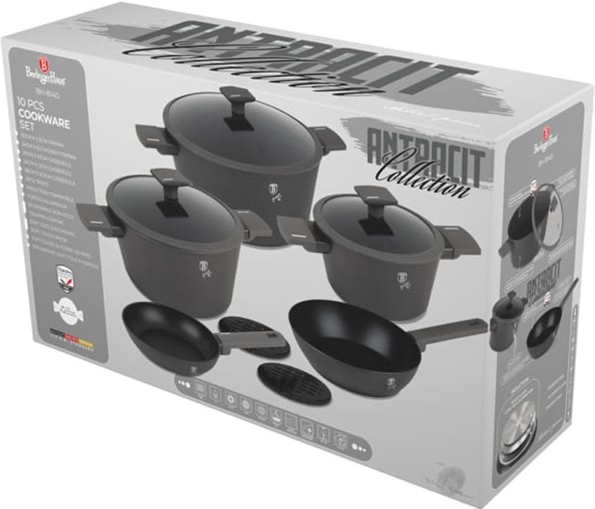 10 Delige Pannenset Antraciet