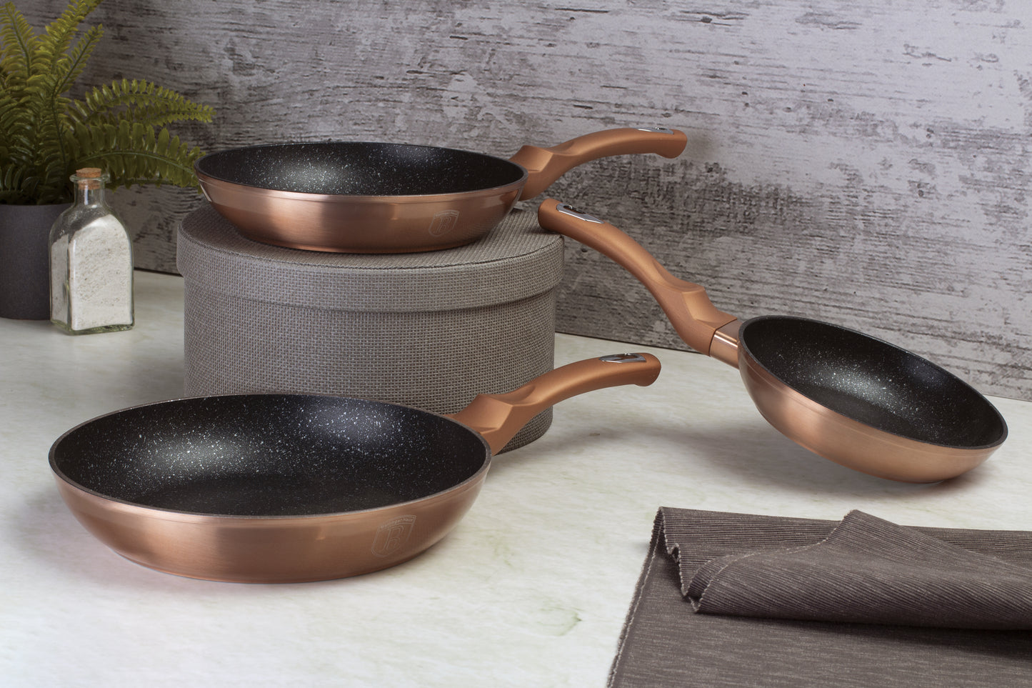 3-delige Pannenset Rose Goud