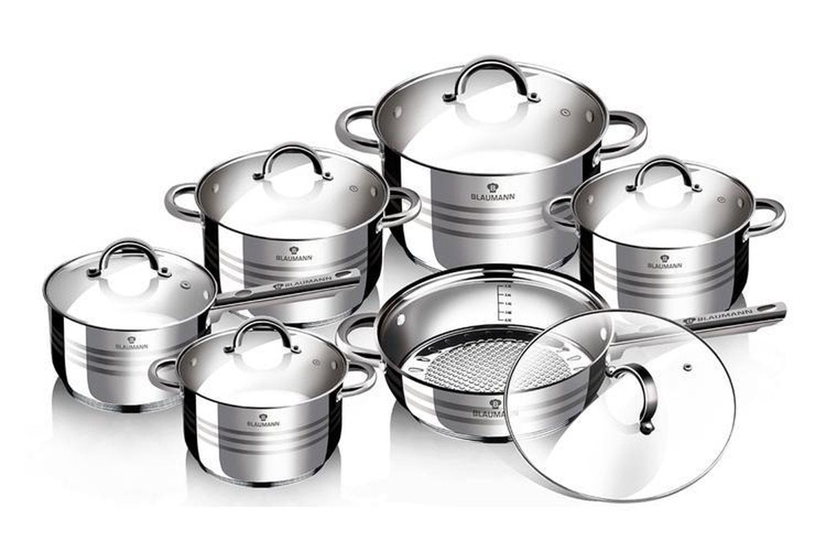 12 Delige Pannenset RVS