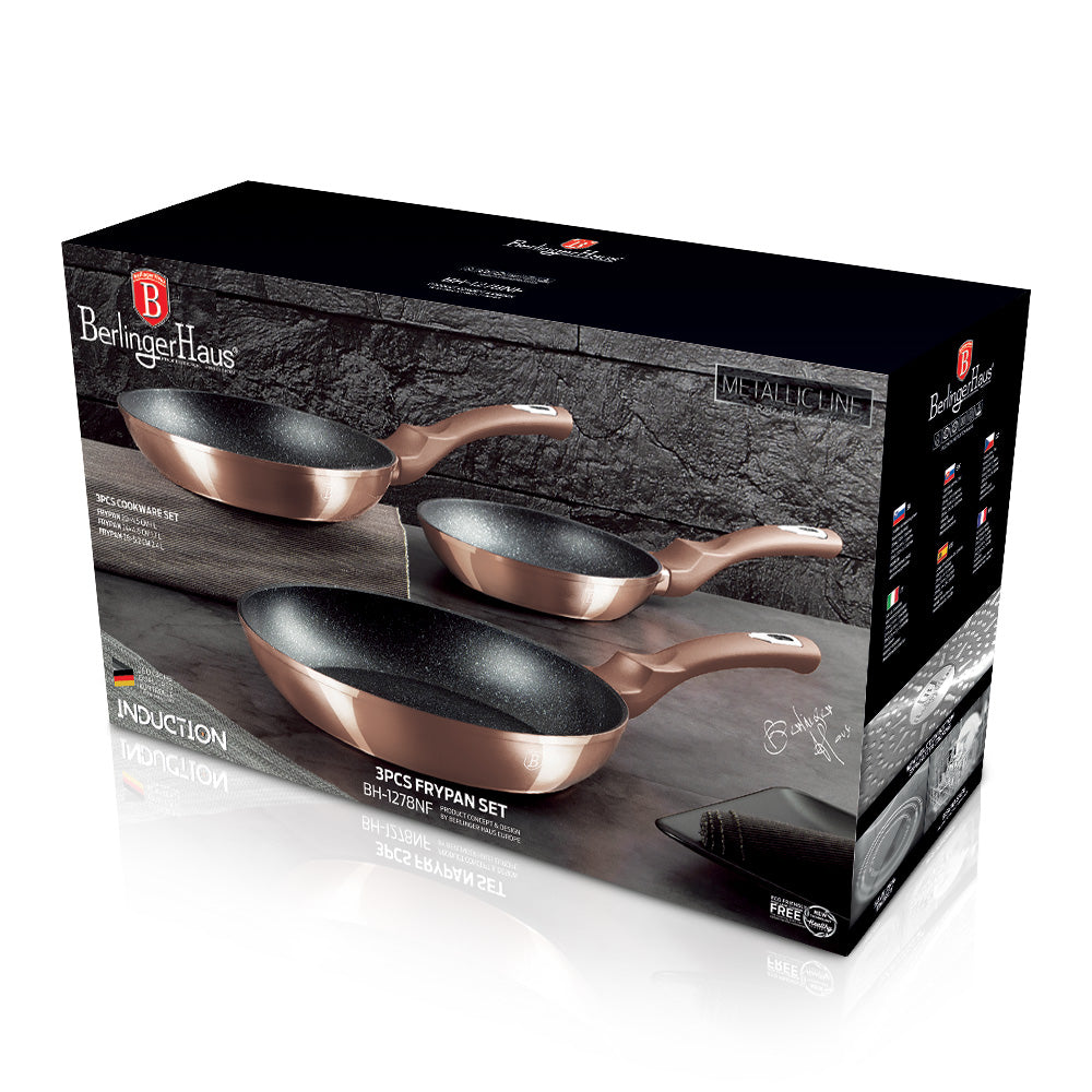 3-delige Pannenset Rose Goud