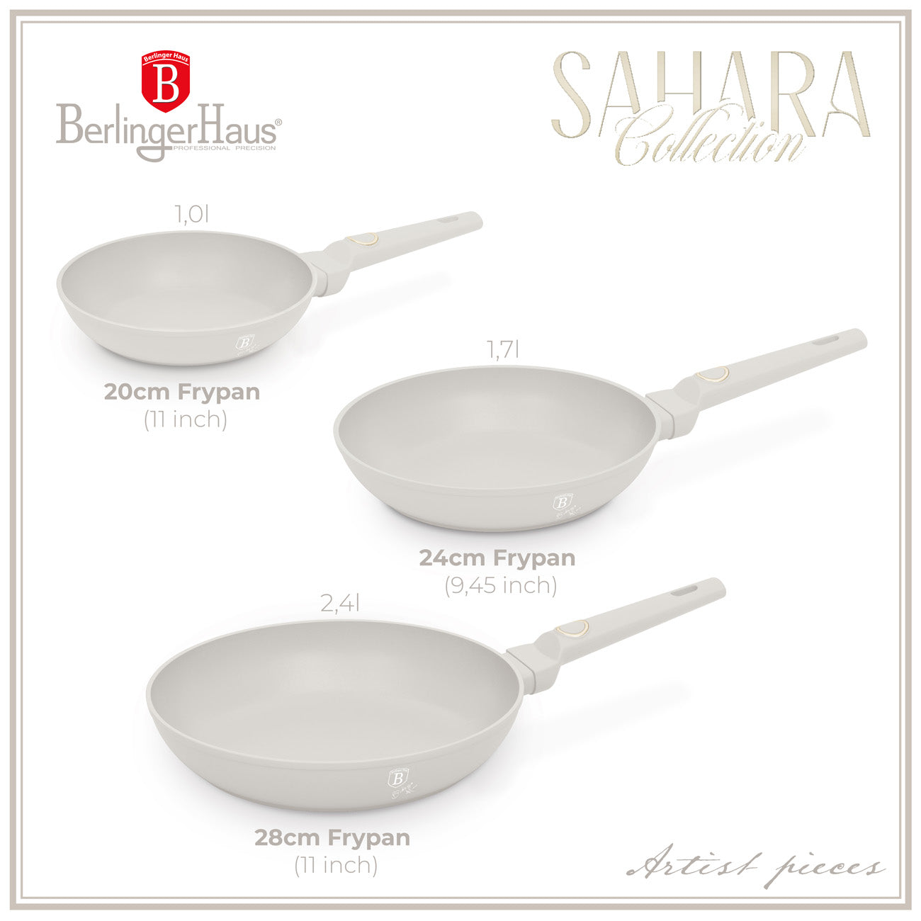 3-delige Pannenset Creme