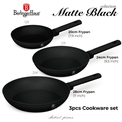 3-delige Pannenset Zwart