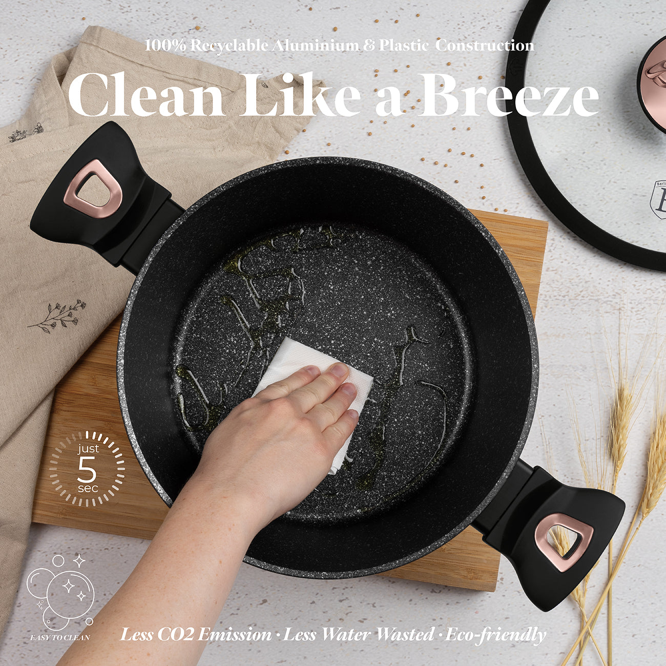 15 Delige Pannenset Zwart/Rose Goud