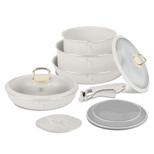 9 Delige Stapelbare Pannenset Creme