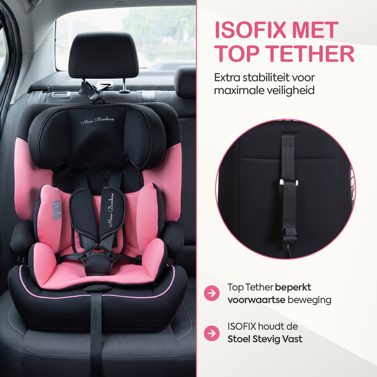 Mino Bambino Autostoel Isofix Roze