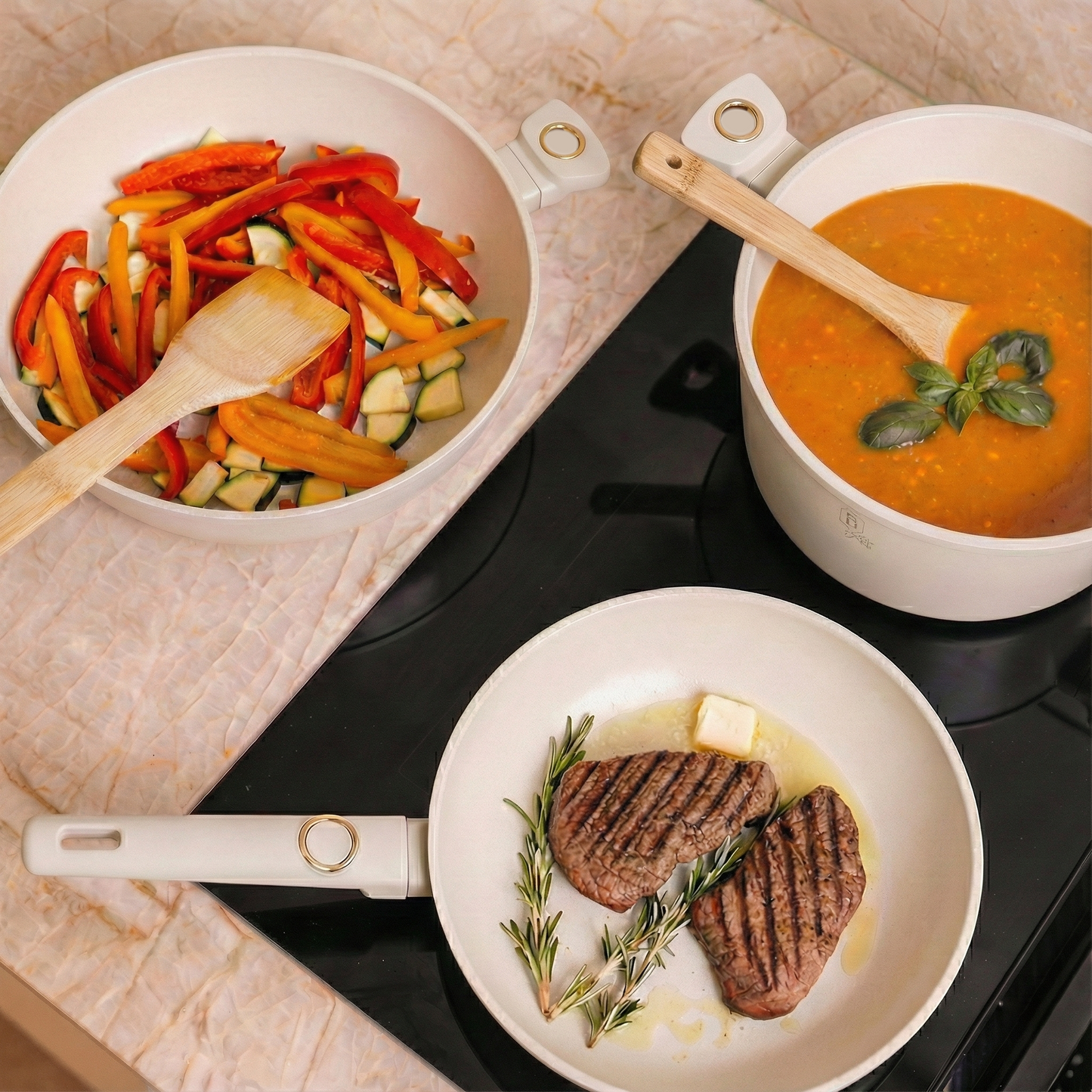 15 Delige Pannenset Creme