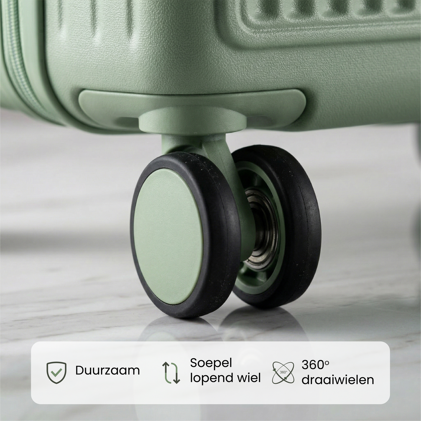 FLY&BYE Handbagage Koffer met Voorvak Groen