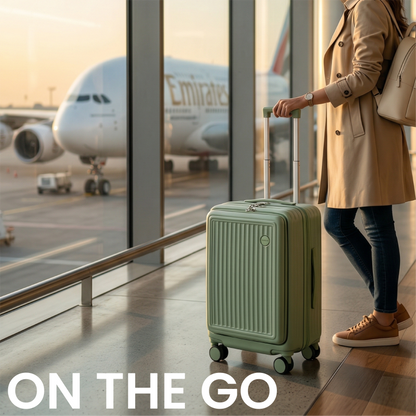 FLY&BYE Handbagage Koffer met Voorvak Groen