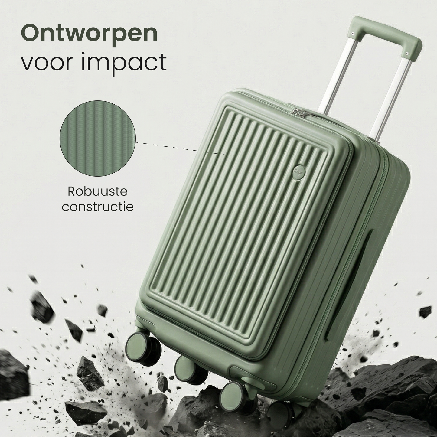 FLY&BYE Handbagage Koffer met Voorvak Groen