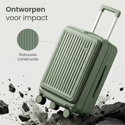 FLY&BYE Handbagage Koffer met Voorvak Groen