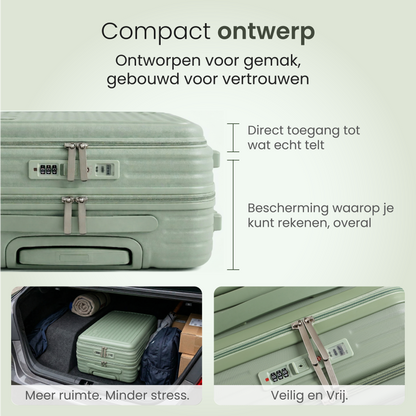 FLY&BYE Handbagage Koffer met Voorvak Groen