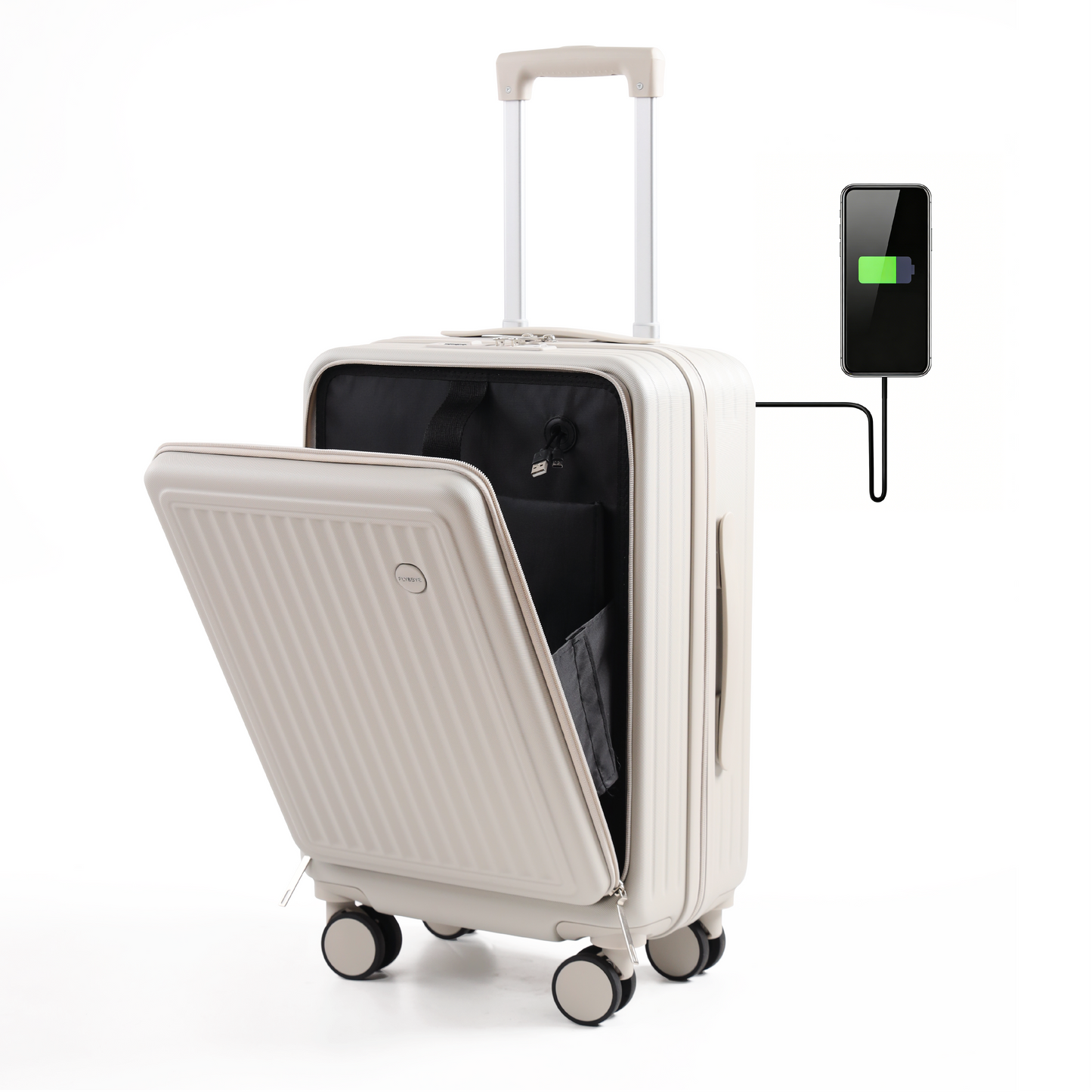 FLY&BYE Handbagage Koffer met Voorvak Creme