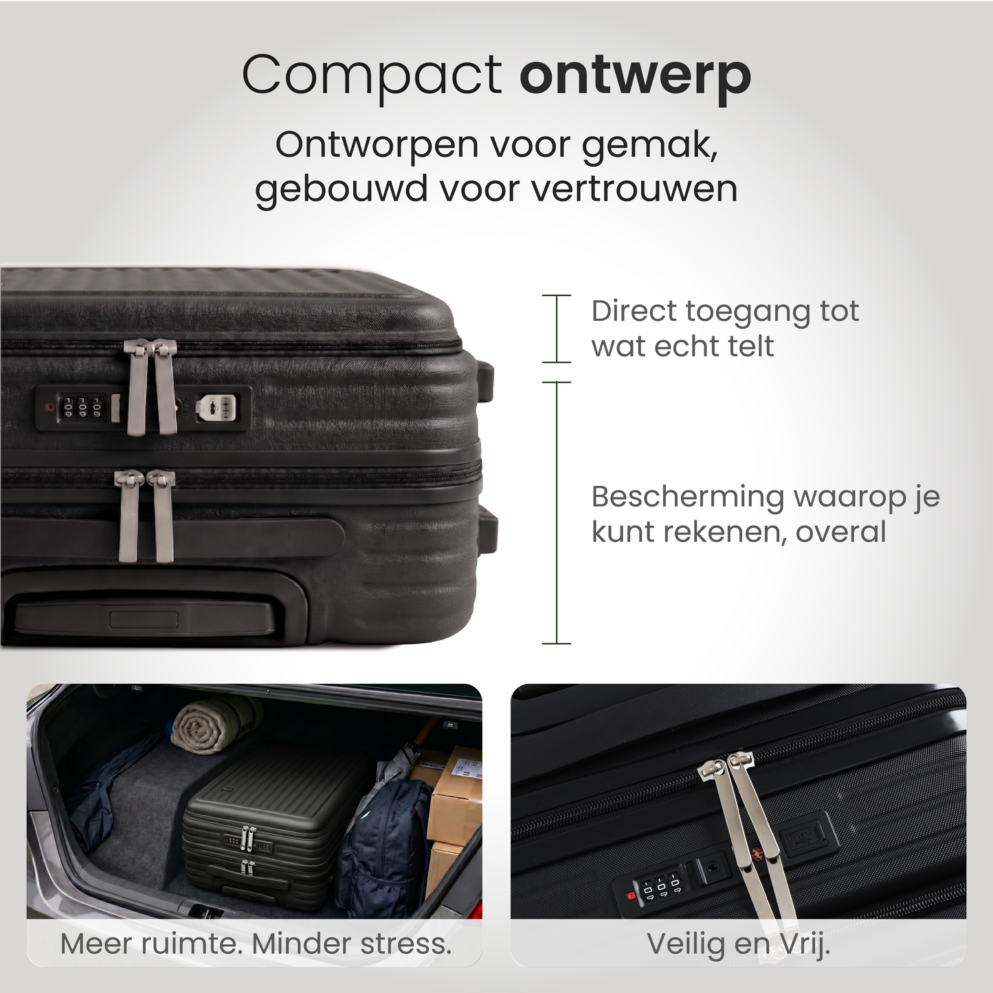 FLY&BYE Handbagage Koffer met Voorvak Zwart