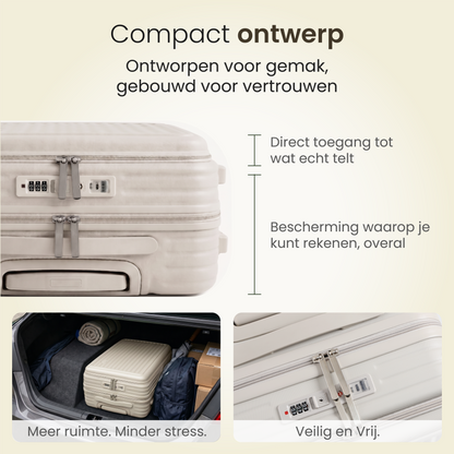 FLY&BYE Handbagage Koffer met Voorvak Creme