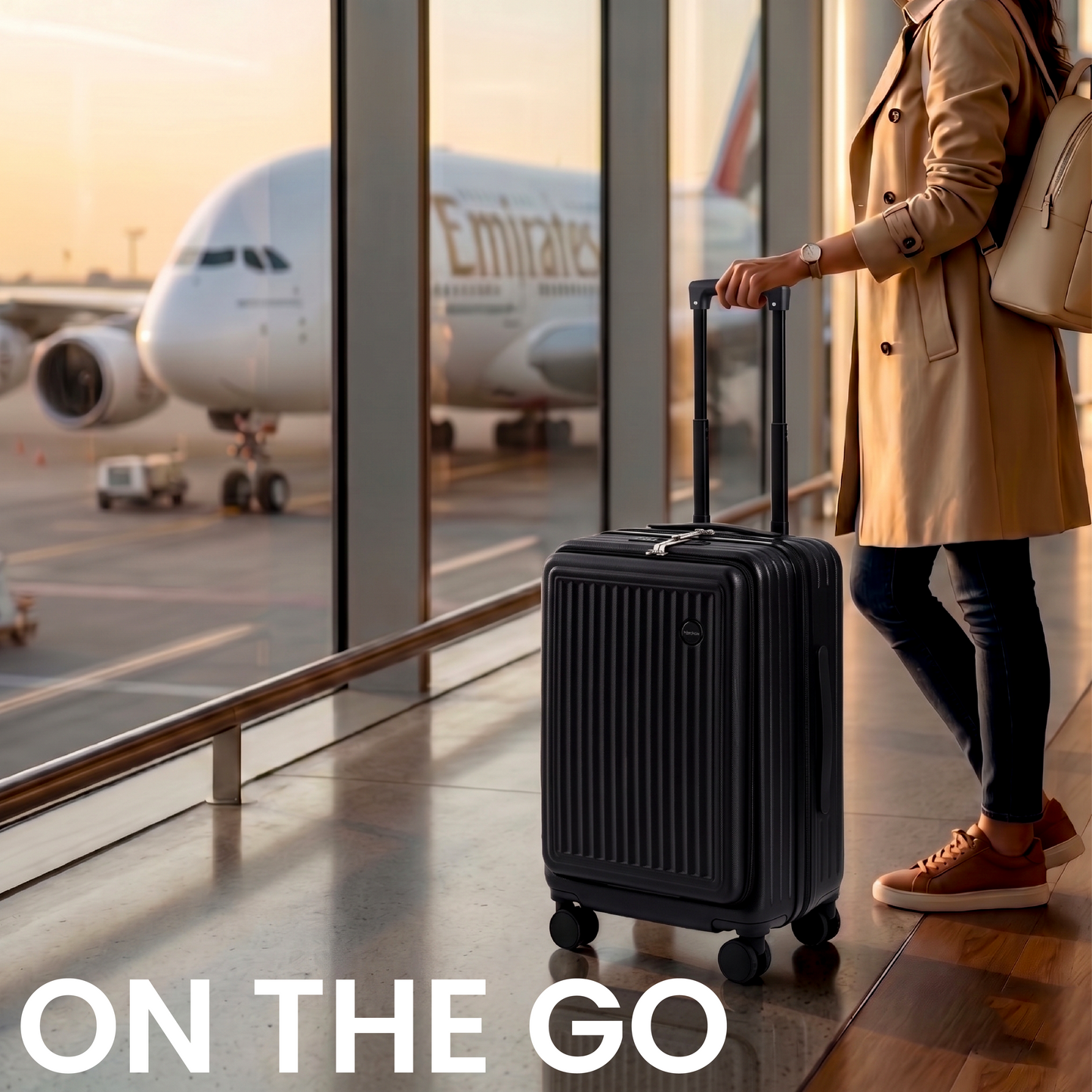 FLY&BYE Handbagage Koffer met Voorvak Zwart
