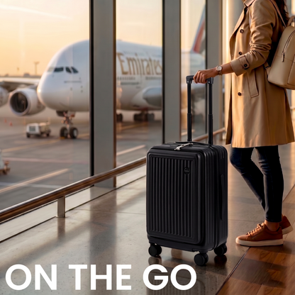 FLY&BYE Handbagage Koffer met Voorvak Zwart