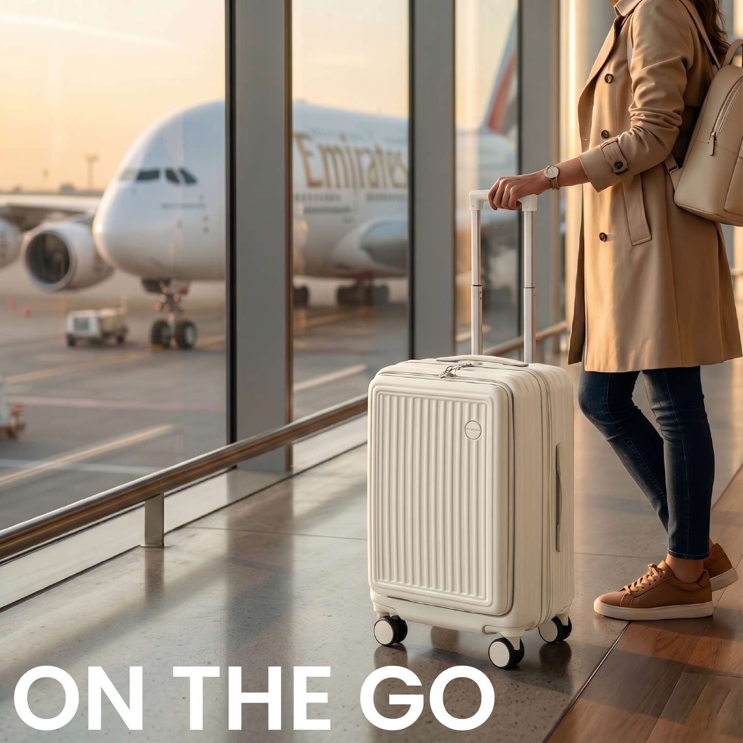 FLY&BYE Handbagage Koffer met Voorvak Creme