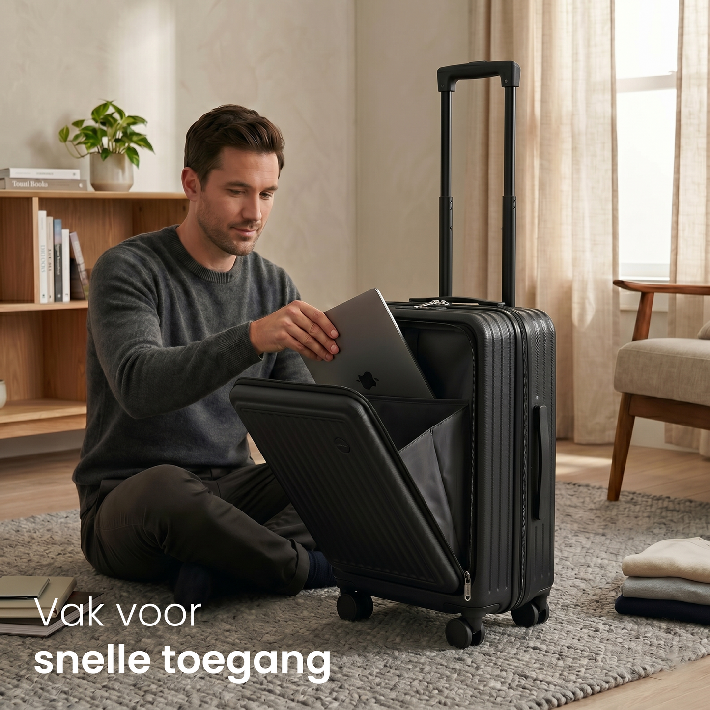 FLY&BYE Handbagage Koffer met Voorvak Zwart