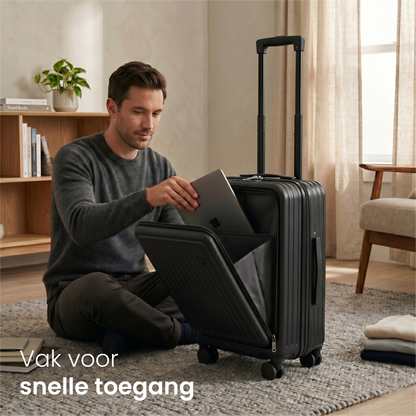 FLY&BYE Handbagage Koffer met Voorvak Zwart