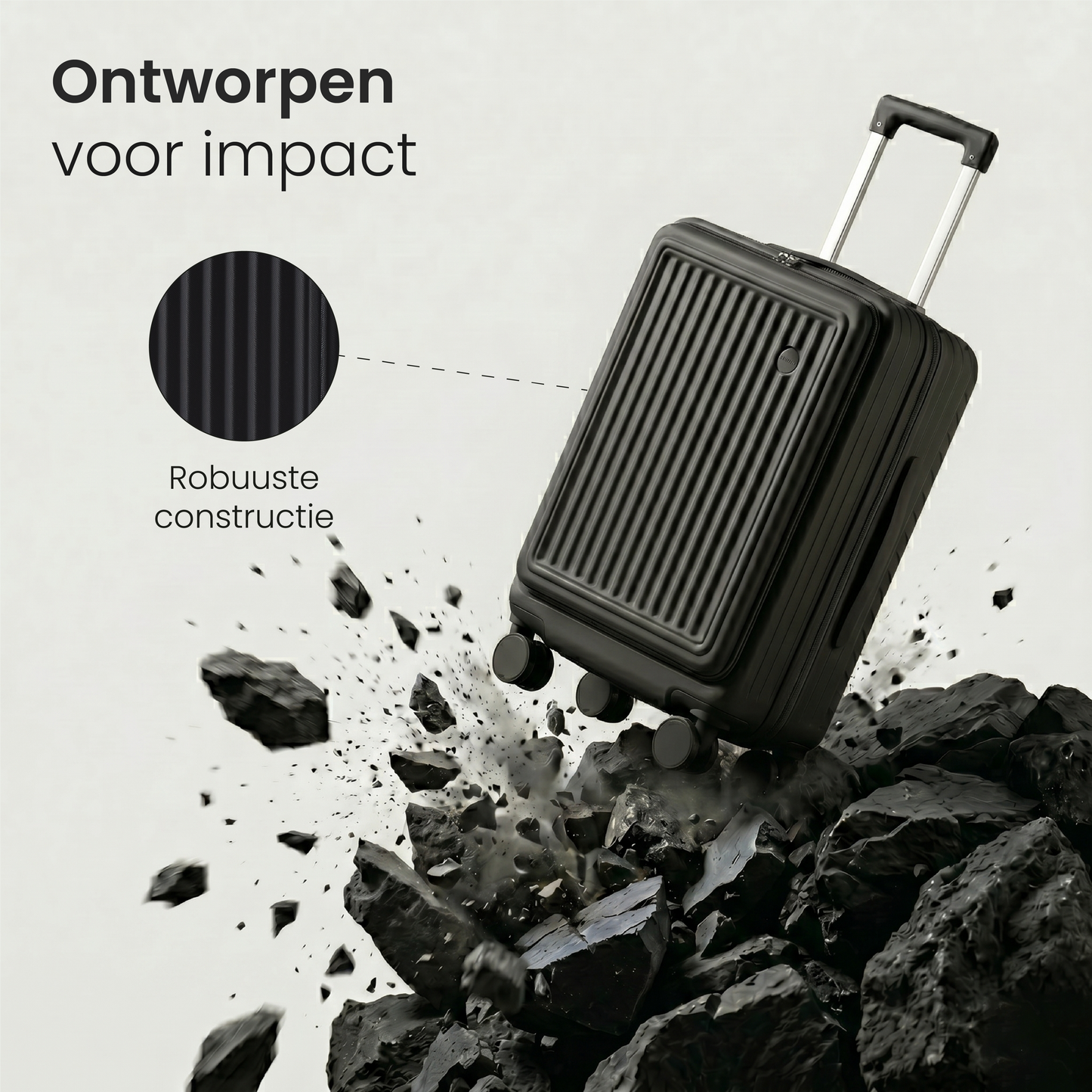 FLY&BYE Handbagage Koffer met Voorvak Zwart