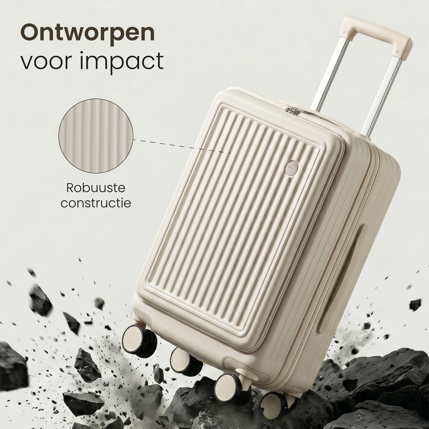 FLY&BYE Handbagage Koffer met Voorvak Creme