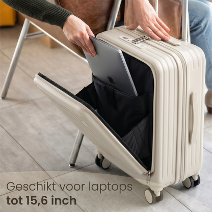 FLY&BYE Handbagage Koffer met Voorvak Creme