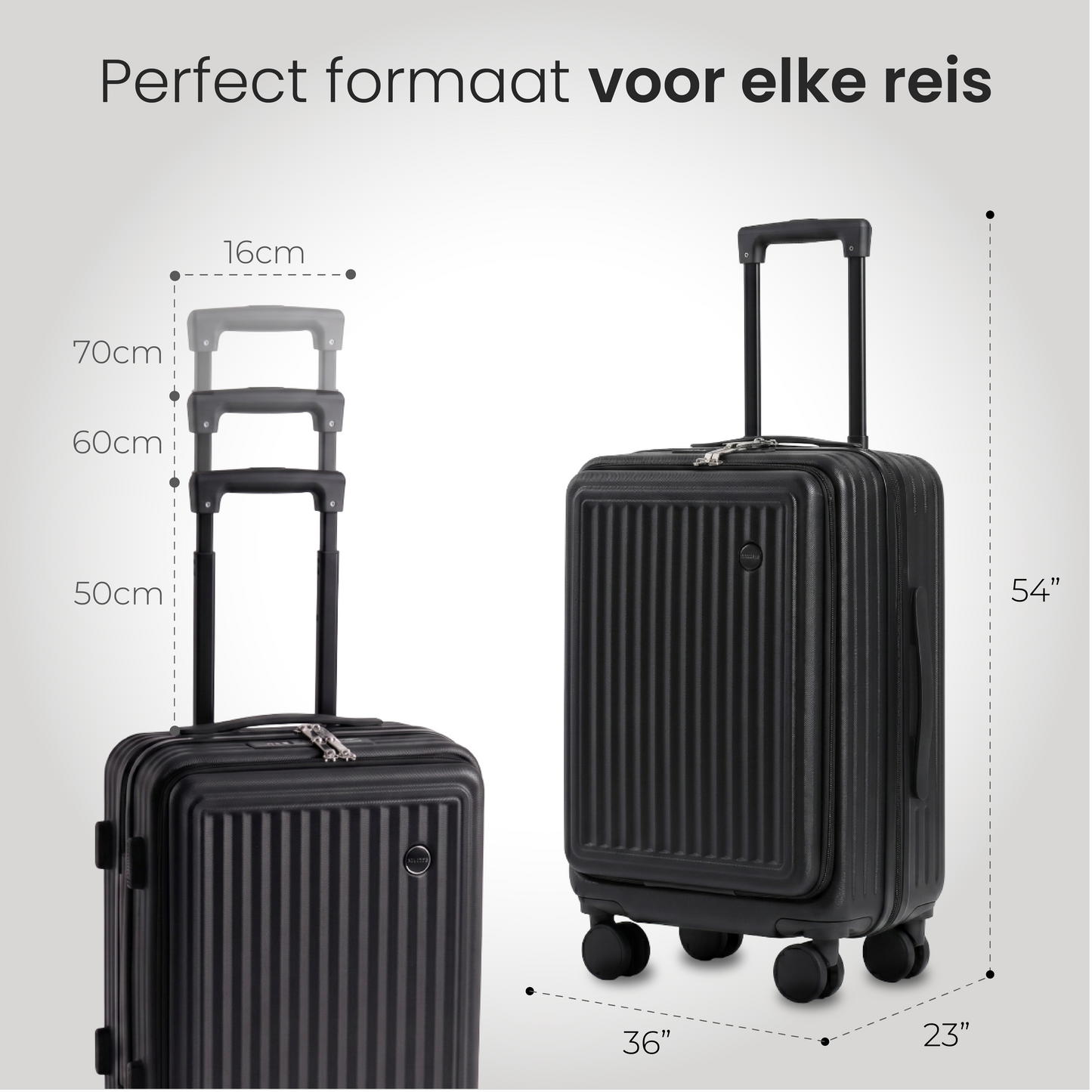 FLY&BYE Handbagage Koffer met Voorvak Zwart