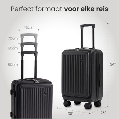 FLY&BYE Handbagage Koffer met Voorvak Zwart