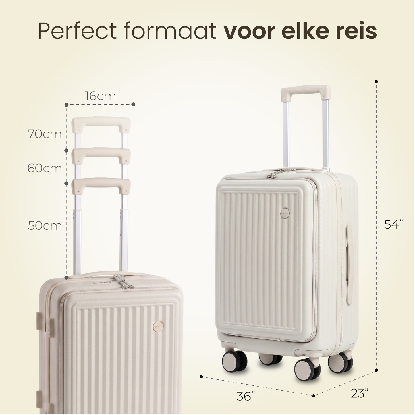 FLY&BYE Handbagage Koffer met Voorvak Creme