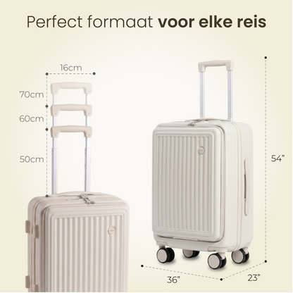 FLY&BYE Handbagage Koffer met Voorvak Creme