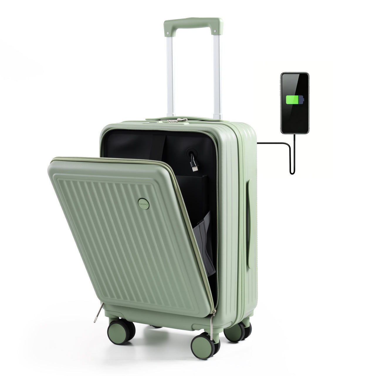 FLY&BYE Handbagage Koffer met Voorvak Groen