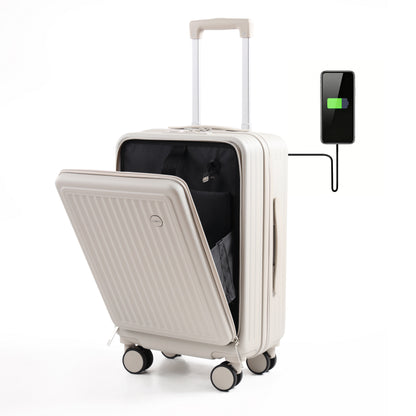 FLY&BYE Handbagage Koffer met Voorvak Creme