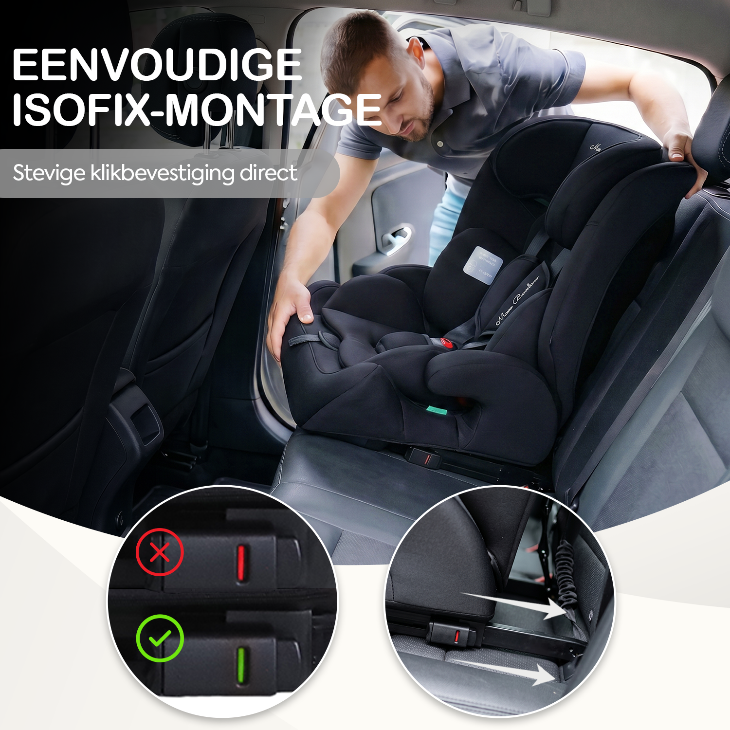 Mino Bambino Autostoel Isofix Zwart - ISOFIX montage