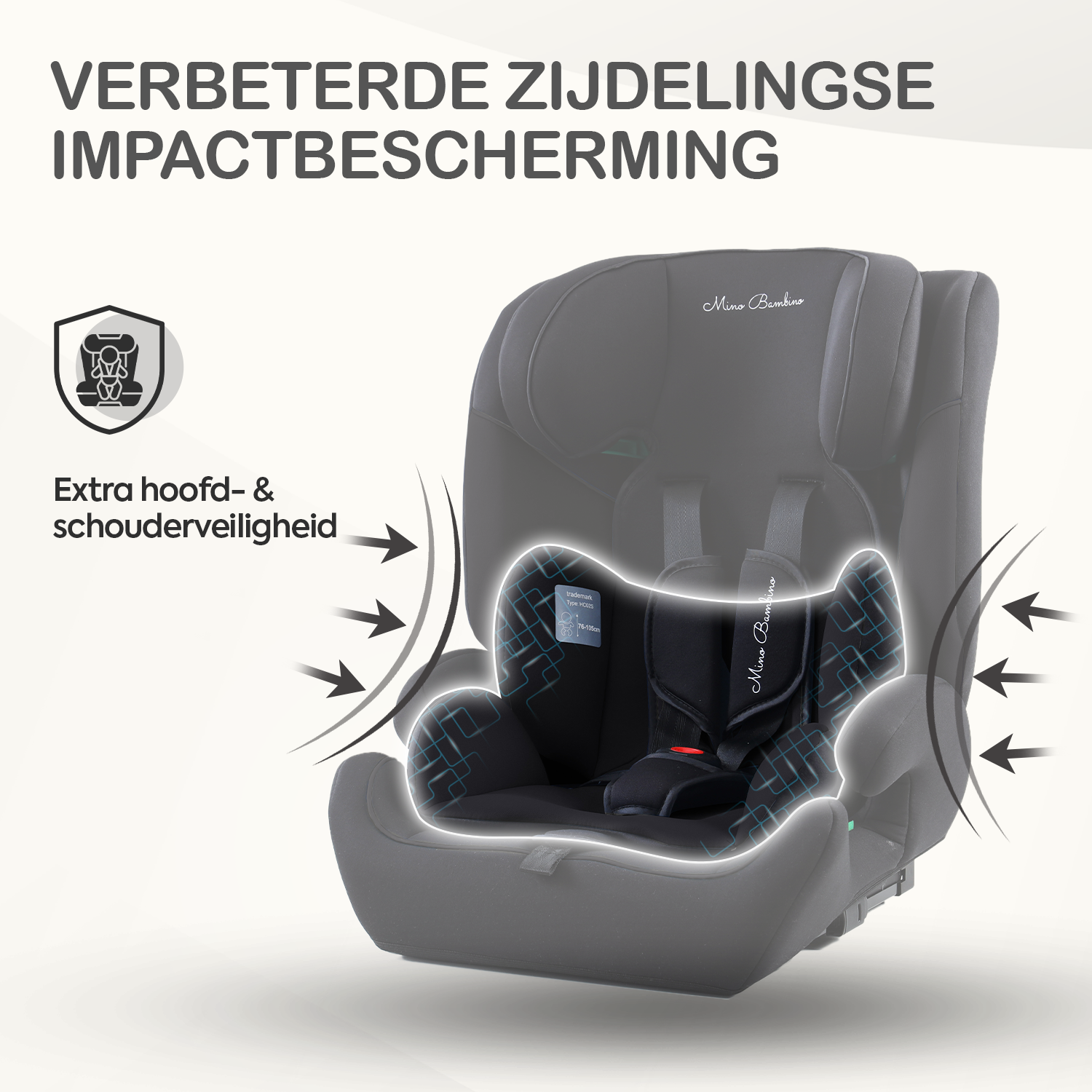 Mino Bambino Autostoel Isofix Zwart - zijdelingse impactbescherming
