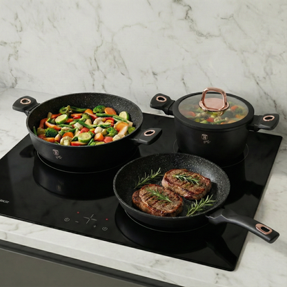 15 Delige Pannenset Zwart/Rose Goud