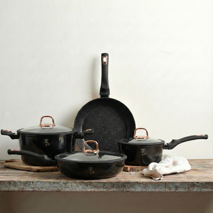 15 Delige Pannenset Zwart/Rose Goud