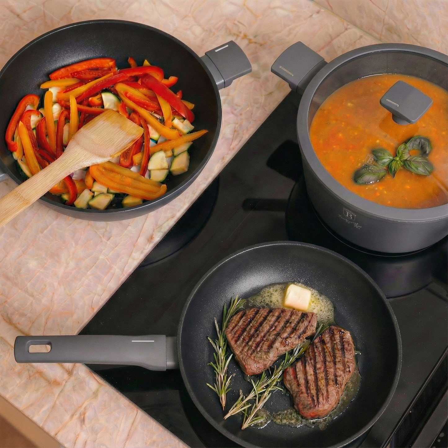 15 Delige Pannenset Antraciet