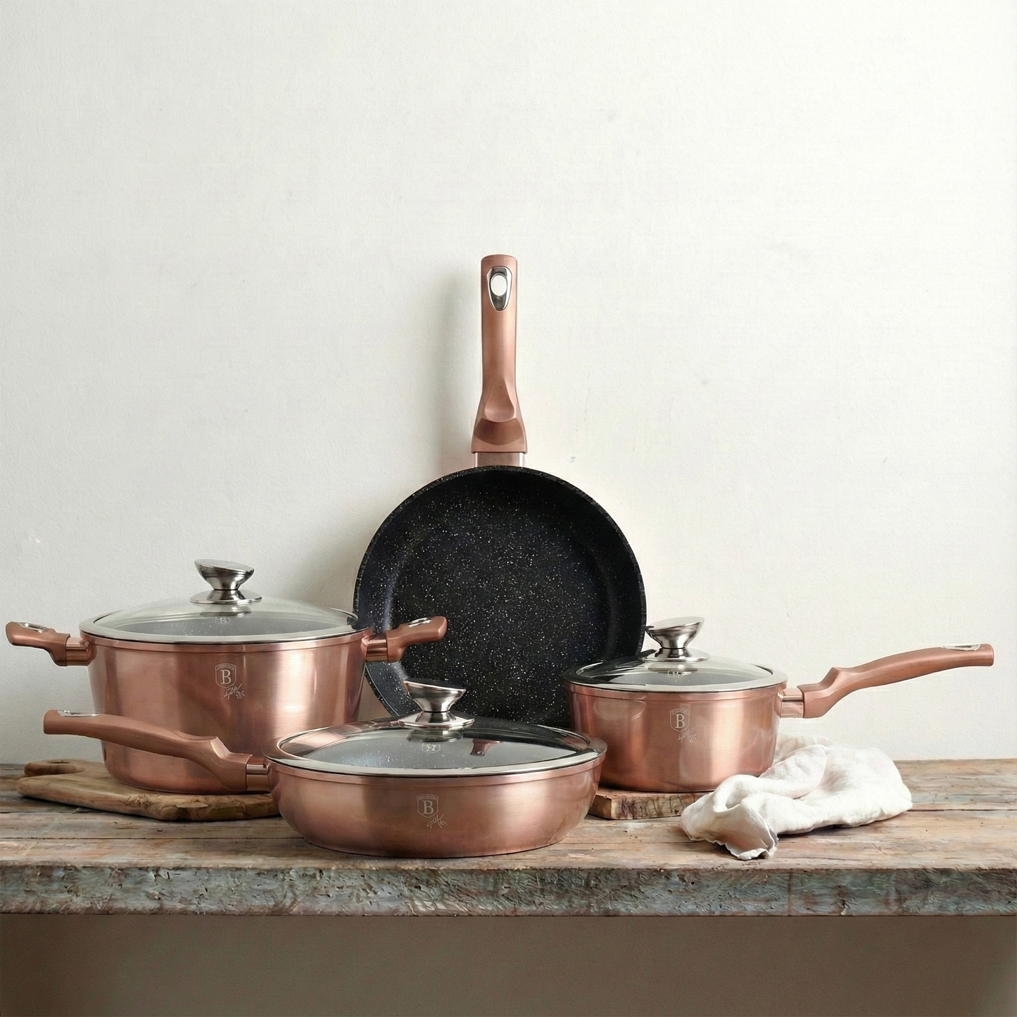 15 Delige Pannenset Rose Goud
